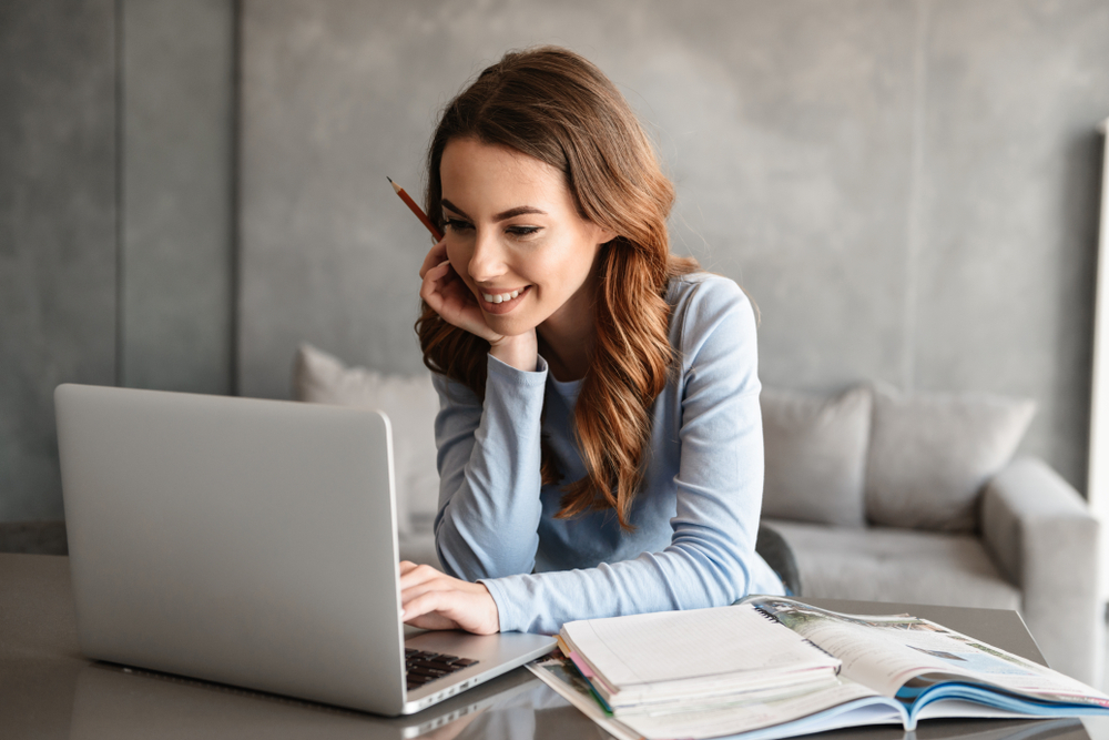 Woman writing for the web