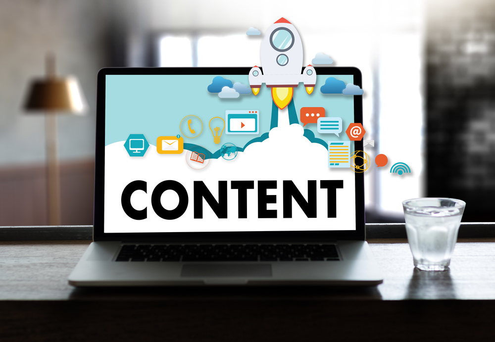 content Laptop screen showing the word 'content'