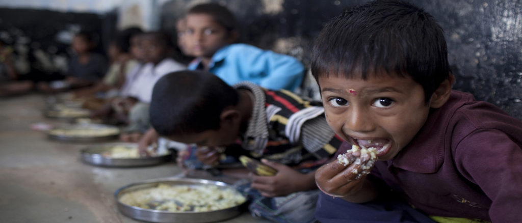 School children eating at the Mid Day Meal Scheme in Andhra Pradesh, as funded by Kusuma Trust