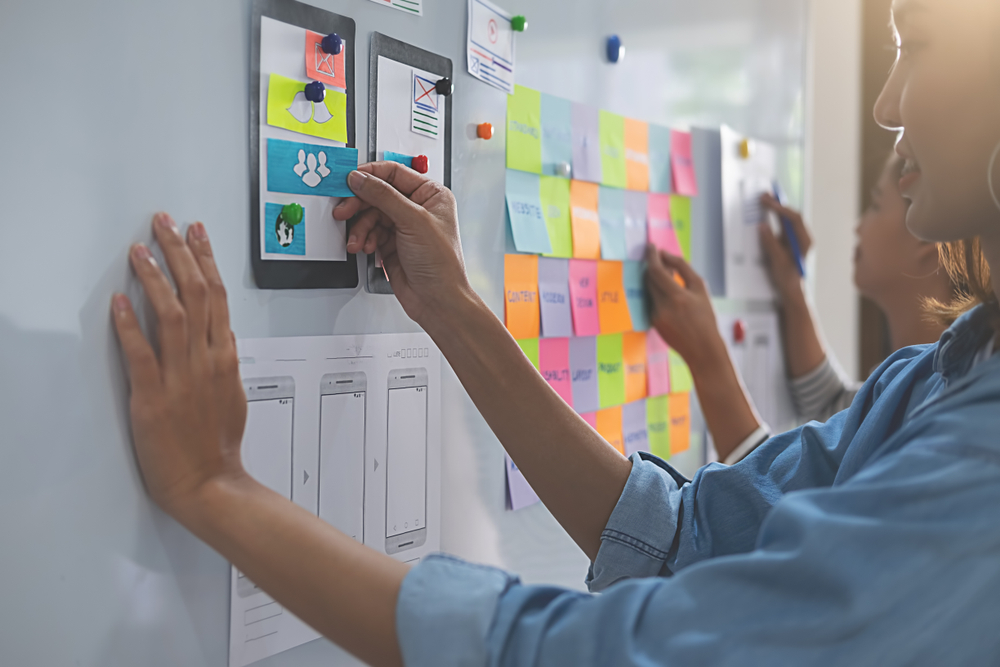 User experience, people doing card sorting User experience, people doing card sorting