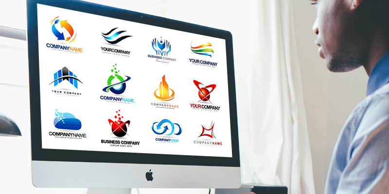 Person looking at screen with different brand logos