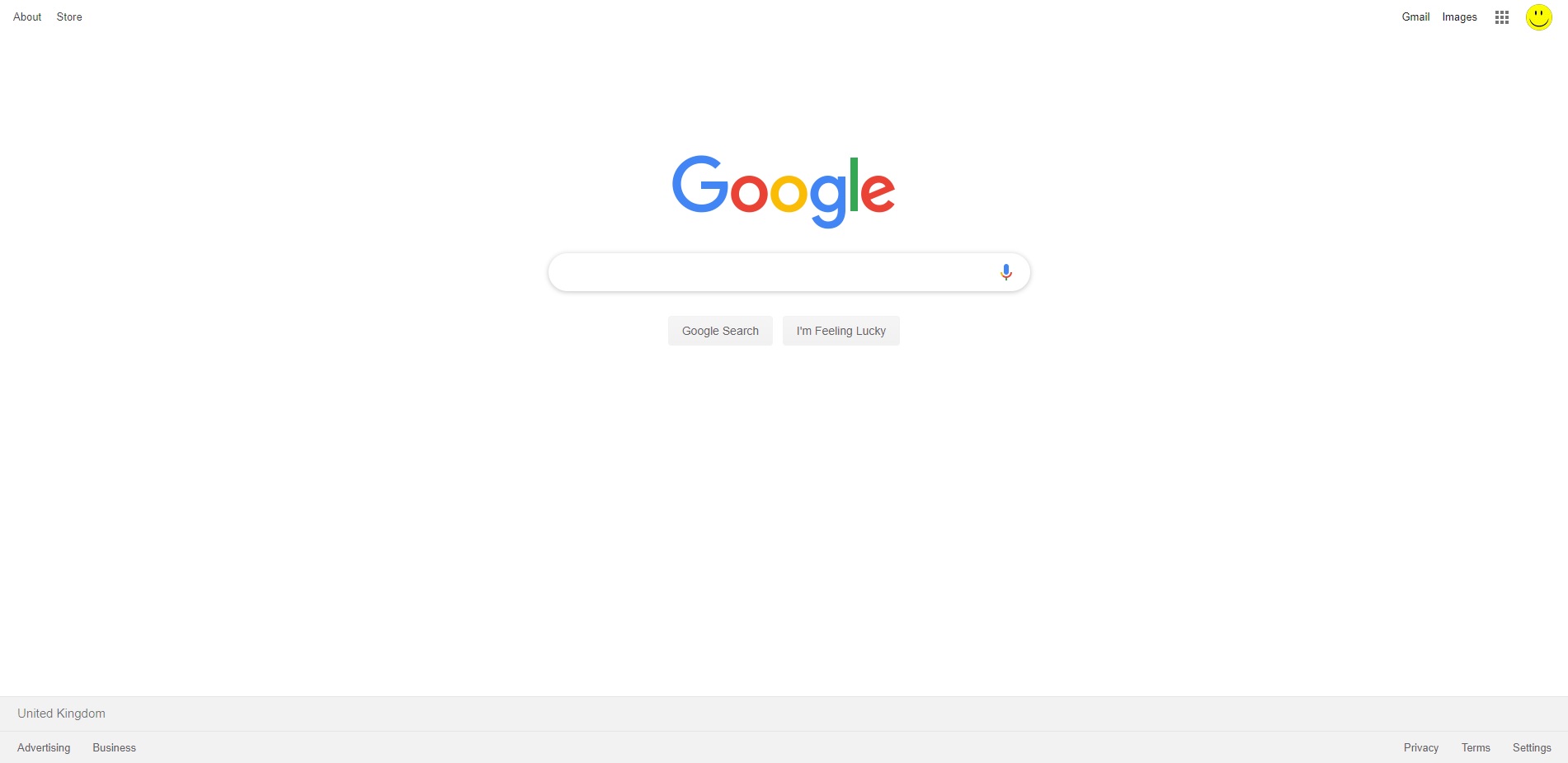 Google homepage showing web design simplicity