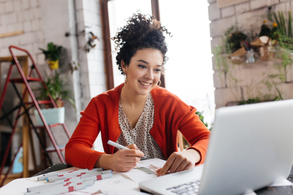 Woman writing WordPress content