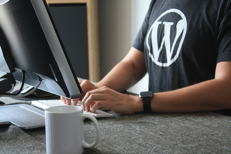 A person using WordPress on their computer