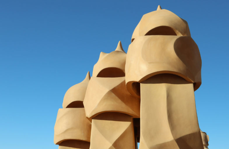 The roof of A Gaudi designed building in Barcelona