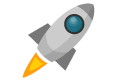 Website launch - flying rocket icon